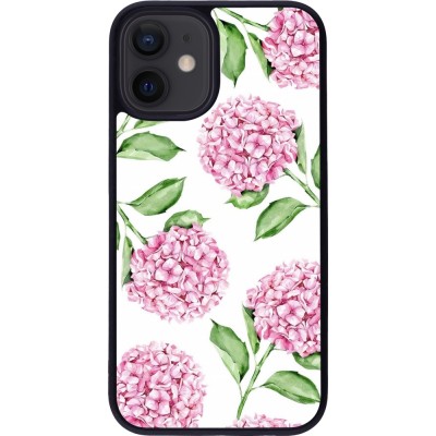 Coque iPhone 12 mini - Silicone rigide noir Easter 2024 pink flowers