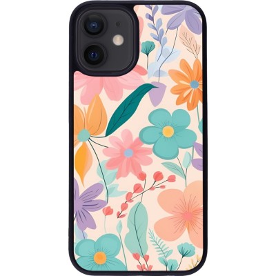 Coque iPhone 12 mini - Silicone rigide noir Easter 2024 spring flowers