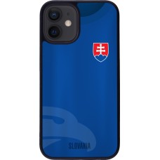 Coque iPhone 12 mini - Silicone rigide noir Maillot de football Slovaquie