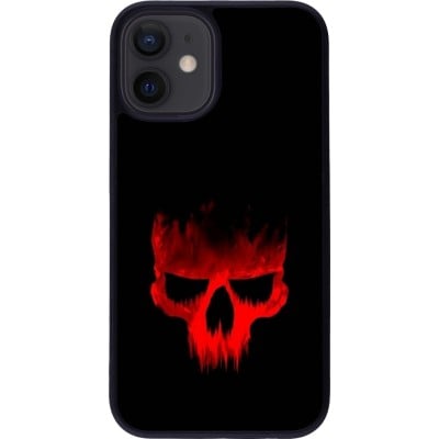 Coque iPhone 12 mini - Silicone rigide noir Halloween 2023 scary skull