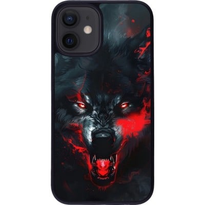 Coque iPhone 12 mini - Silicone rigide noir Halloween 2024 mad werewolf