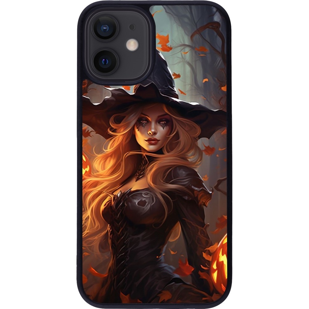 Coque iPhone 12 mini - Silicone rigide noir Halloween 2024 sexy witch