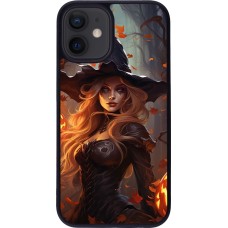 Coque iPhone 12 mini - Silicone rigide noir Halloween 2024 sexy witch