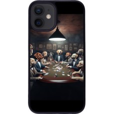 Coque iPhone 12 mini - Silicone rigide noir Les pokerdogs