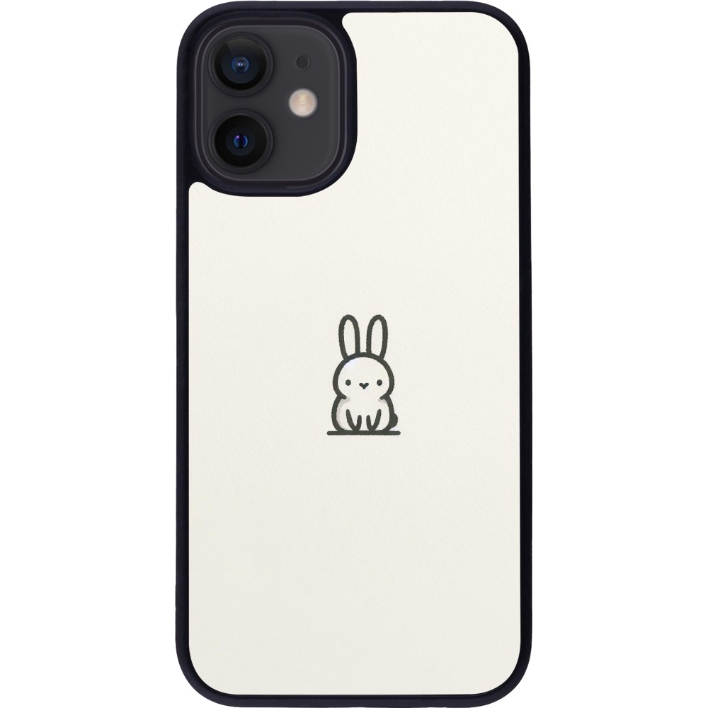 Coque iPhone 12 mini - Silicone rigide noir Minimal bunny cutie