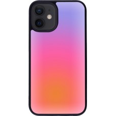 Coque iPhone 12 mini - Silicone rigide noir Orange Pink Blue Gradient