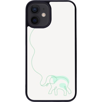 Coque iPhone 12 mini - Silicone rigide noir Spring 23 baby elephant