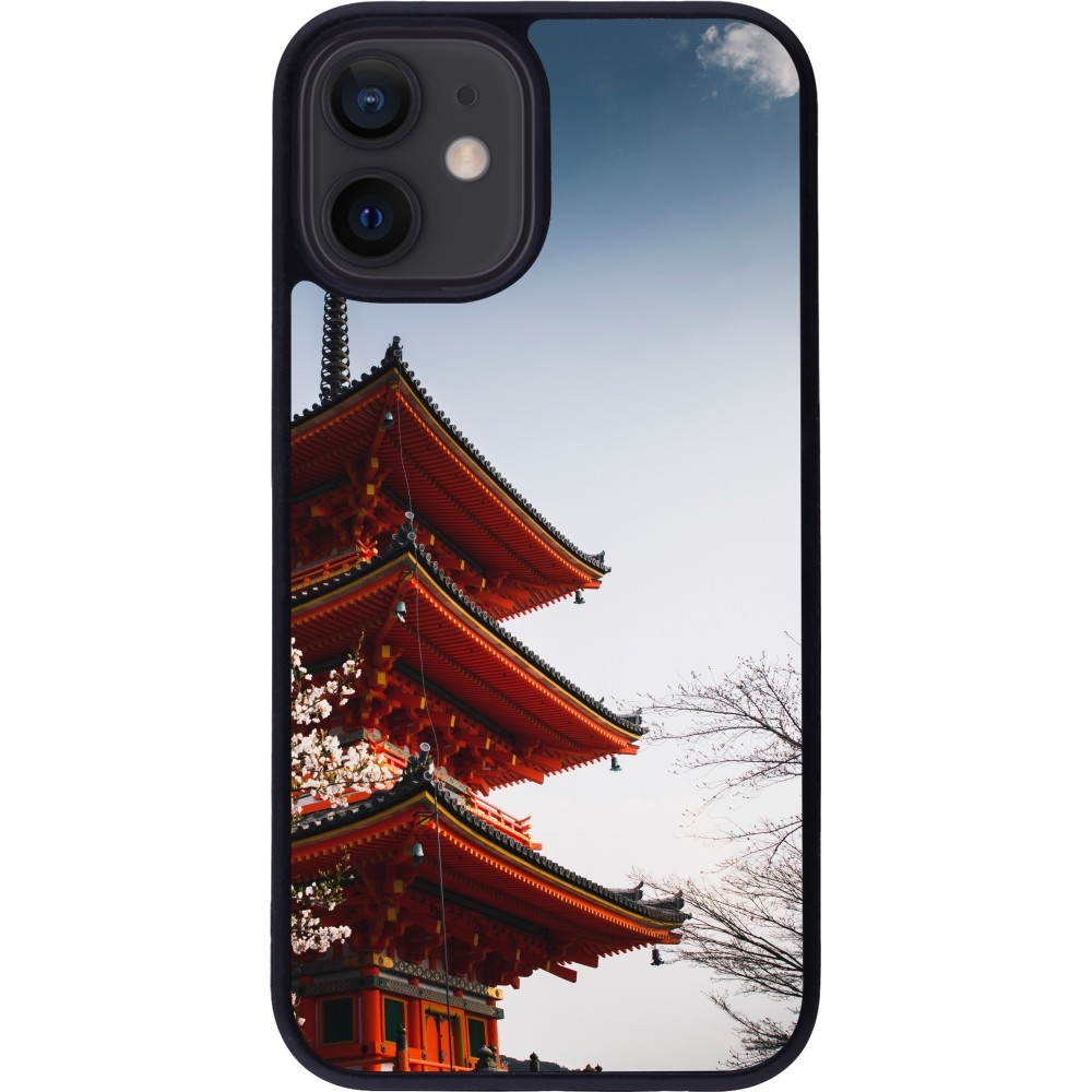 Coque iPhone 12 mini - Silicone rigide noir Spring 23 Japan