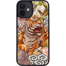 Coque iPhone 12 mini - Silicone rigide noir Spring 23 japanese tiger