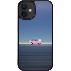 Coque iPhone 12 mini - Silicone rigide noir Spring 23 pink bus