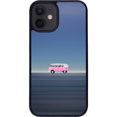 Coque iPhone 12 mini - Silicone rigide noir Spring 23 pink bus