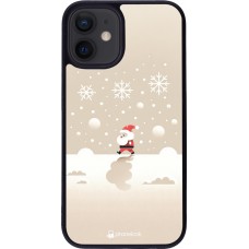 Coque iPhone 12 mini - Silicone rigide noir Noël 2023 Minimalist Santa