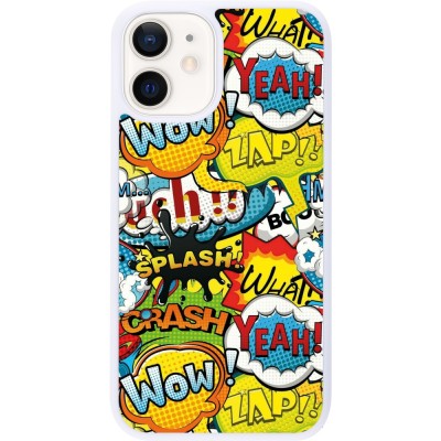 Coque iPhone 12 mini - Silicone rigide blanc Cartoons slogans