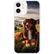 Coque iPhone 12 mini - Silicone rigide blanc Chien Campagne Suisse