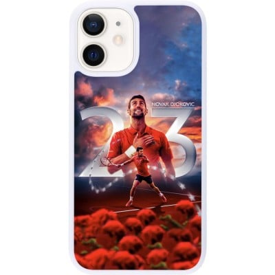 Coque iPhone 12 mini - Silicone rigide blanc Djokovic 23 Grand Slam