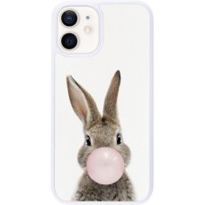 Coque iPhone 12 mini - Silicone rigide blanc Easter 2023 bubble gum bunny