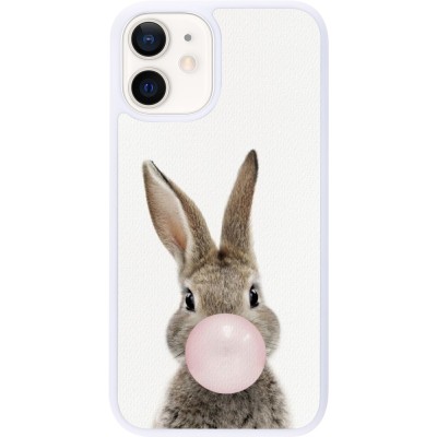 Coque iPhone 12 mini - Silicone rigide blanc Easter 2023 bubble gum bunny