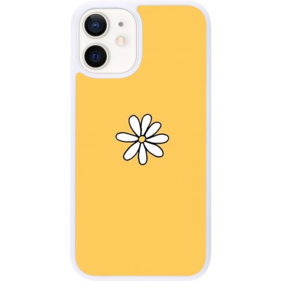 Coque iPhone 12 mini - Silicone rigide blanc Easter 2023 daisy