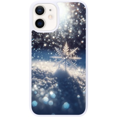 Coque iPhone 12 mini - Silicone rigide blanc Flocon Solaire Éclat