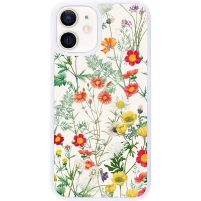 Coque iPhone 12 mini - Silicone rigide blanc Flora Botanical Wildlife