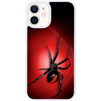 Coque iPhone 12 mini - Silicone rigide blanc Halloween 2023 spider black widow