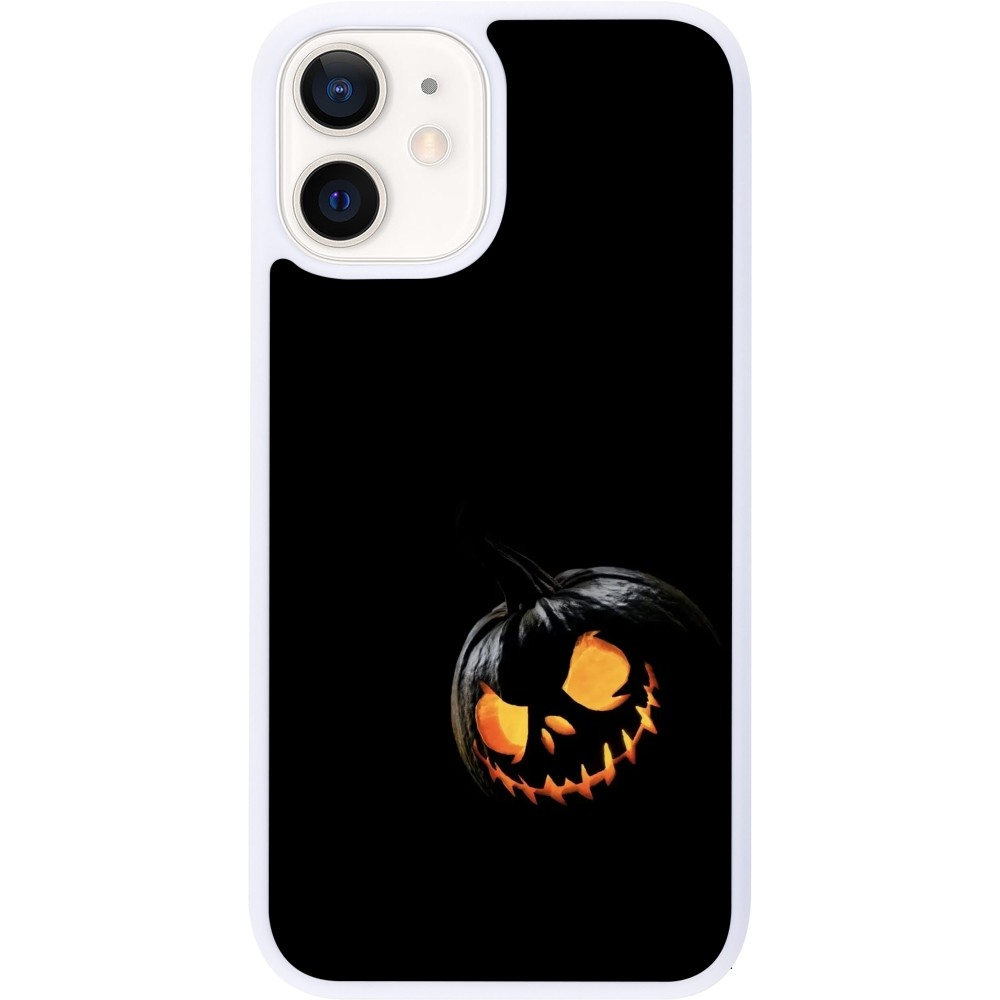 Coque iPhone 12 mini - Silicone rigide blanc Halloween 2023 discreet pumpkin