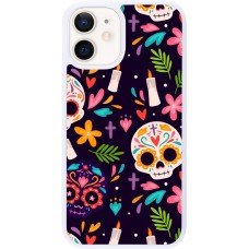 Coque iPhone 12 mini - Silicone rigide blanc Halloween 2023 mexican style