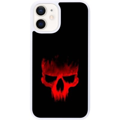 Coque iPhone 12 mini - Silicone rigide blanc Halloween 2023 scary skull