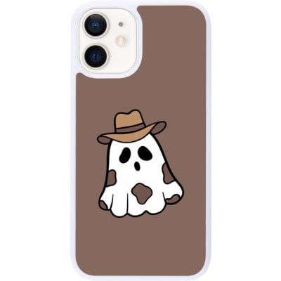 Coque iPhone 12 mini - Silicone rigide blanc Halloween 2024 cowboy ghost