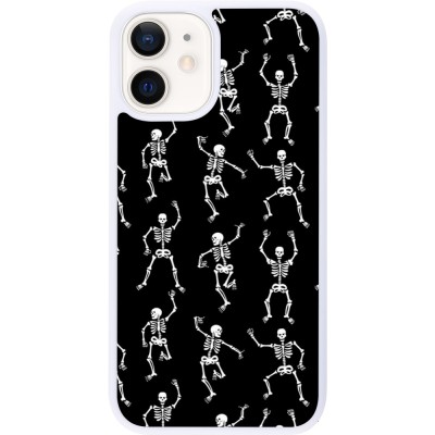 Coque iPhone 12 mini - Silicone rigide blanc Halloween 2024 dancing skeleton