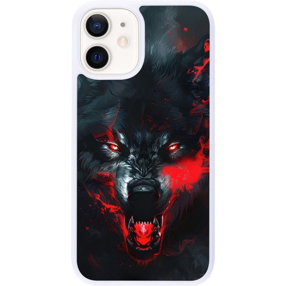 Coque iPhone 12 mini - Silicone rigide blanc Halloween 2024 mad werewolf