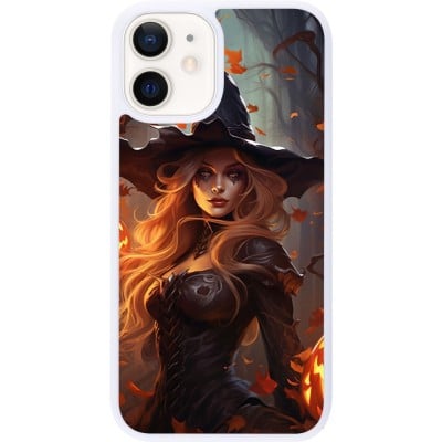 Coque iPhone 12 mini - Silicone rigide blanc Halloween 2024 sexy witch