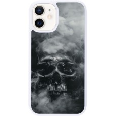 Coque iPhone 12 mini - Silicone rigide blanc Halloween 2024 smoky skull