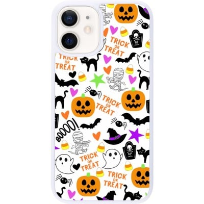 Coque iPhone 12 mini - Silicone rigide blanc Halloween 2024 trick or treat