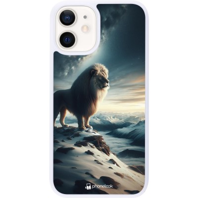 Coque iPhone 12 mini - Silicone rigide blanc Le lion blanc