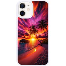 Coque iPhone 12 mini - Silicone rigide blanc Maldives Dusk Bliss