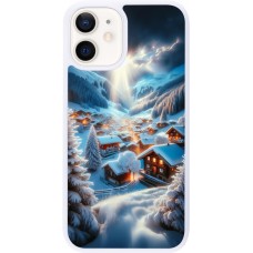 Coque iPhone 12 mini - Silicone rigide blanc Mont Neige Lumière