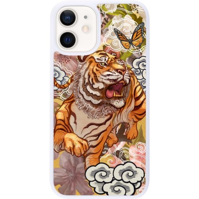 Coque iPhone 12 mini - Silicone rigide blanc Spring 23 japanese tiger