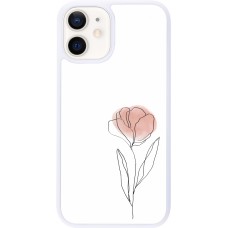 Coque iPhone 12 mini - Silicone rigide blanc Spring 23 minimalist flower