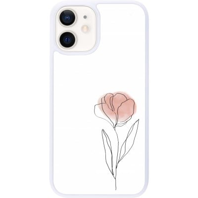 Coque iPhone 12 mini - Silicone rigide blanc Spring 23 minimalist flower