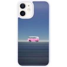 Coque iPhone 12 mini - Silicone rigide blanc Spring 23 pink bus