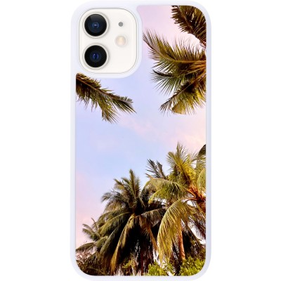 Coque iPhone 12 mini - Silicone rigide blanc Summer 2023 palm tree vibe