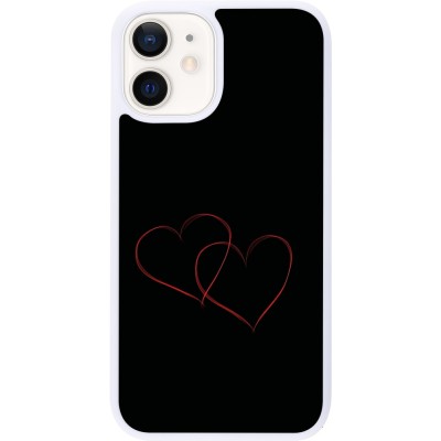 Coque iPhone 12 mini - Silicone rigide blanc Valentine 2023 attached heart