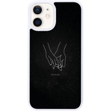 Coque iPhone 12 mini - Silicone rigide blanc Valentine 2023 hands forever