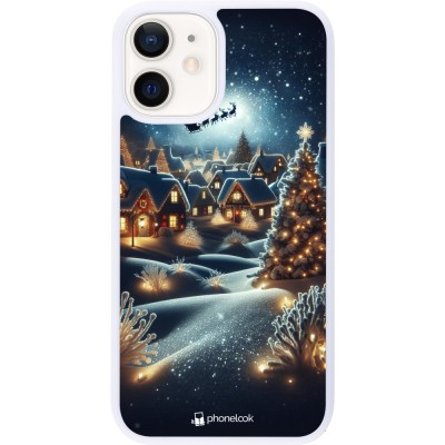 Coque iPhone 12 mini - Silicone rigide blanc Noël 2023 Christmas is Coming