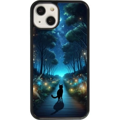 Coque iPhone 13 - Chat noir promenade