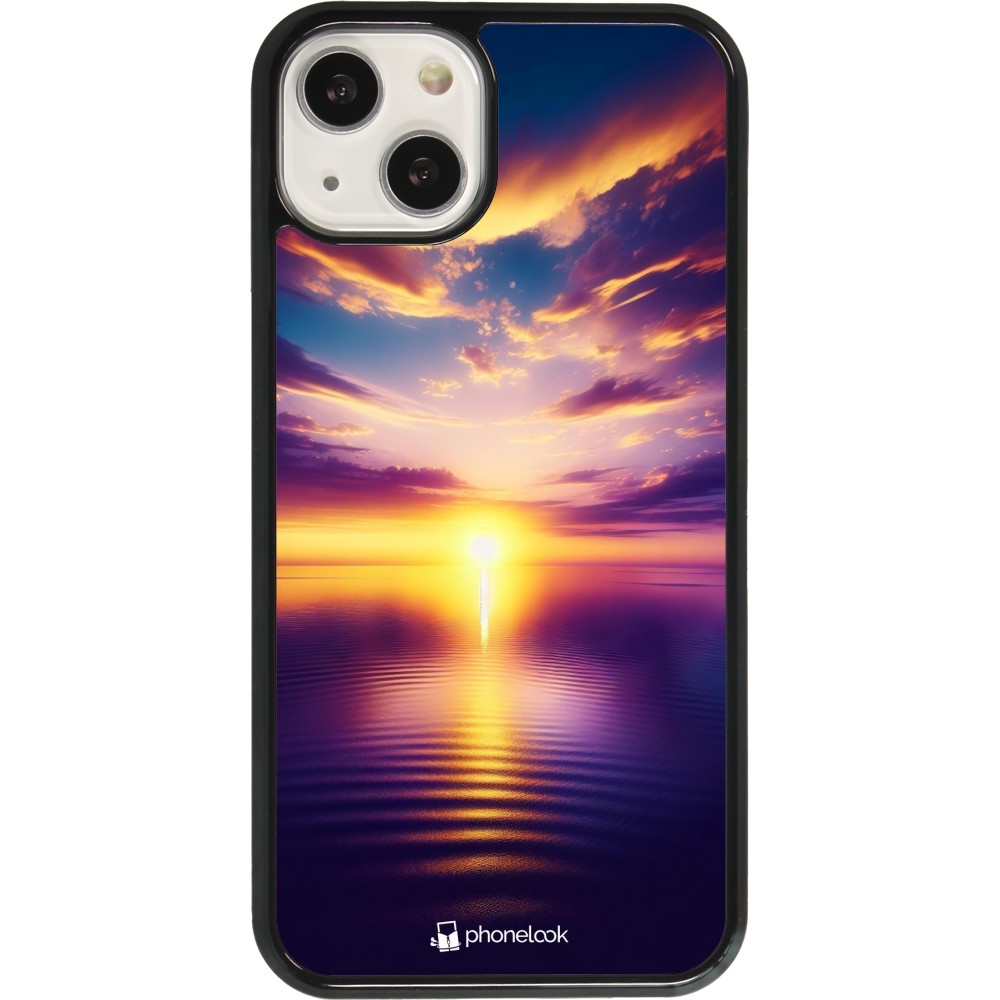 Coque iPhone 13 - Coucher soleil jaune violet