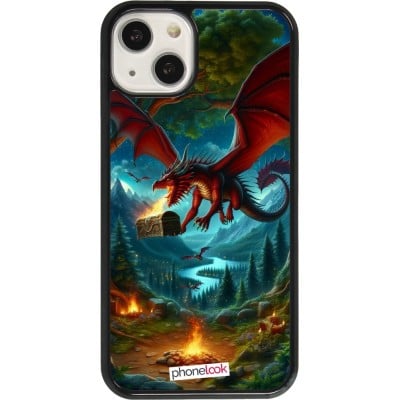 Coque iPhone 13 - Dragon Volant Forêt Trésor