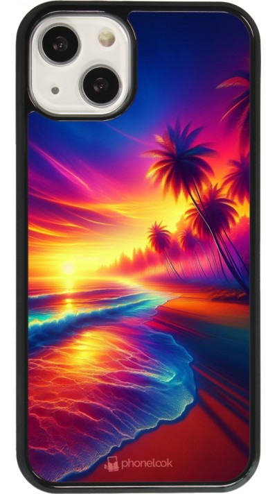 Coque iPhone 13 - Plage coucher soleil flashy