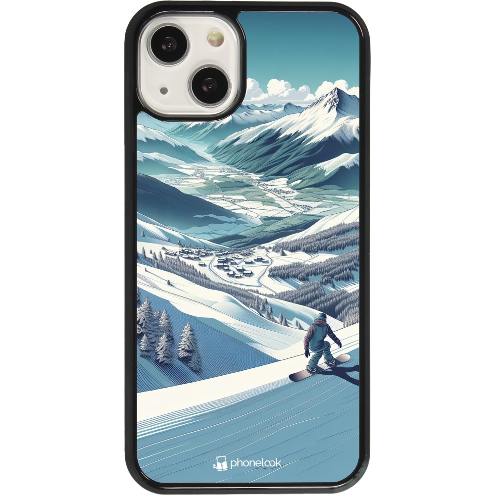 Coque iPhone 13 - Snowboarder Montagne